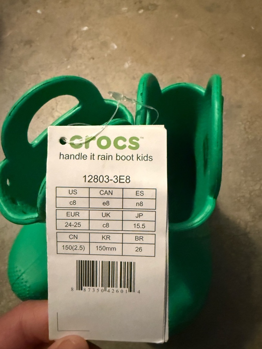 NEW! Crocs Kids Waterproof Green Pull-On Rain Boots - Picture 2 of 8